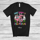 MacnyStore - Personalized Custom Name Some Bunny Is Eggs pecting; Lovely Easter Pregnancy T-Rex Hunting Eggs T-Shirt