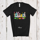 MacnyStore - Personalized Custom Name Teacher; Adorable Easter Day Flowers Bunny Lover; Matching Jobs Proud T-Shirt