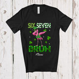 MacnyStore - Personalized Custom Name Six Seven Bruh; Amusing St. Patrick's Day 6 7 Flamingo Dabbing; Irish Family T-Shirt