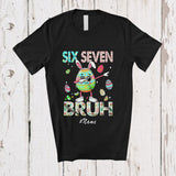 MacnyStore - Personalized Custom Name Six Seven Bruh; Adorable Easter Bunny Egg Dabbing 6 7; Eggs Hunting T-Shirt