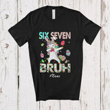 MacnyStore - Personalized Custom Name Six Seven Bruh; Adorable Easter Bunny Unicorn Dabbing 6 7; Eggs Hunting T-Shirt