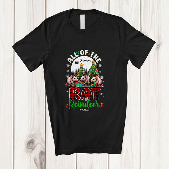 MacnyStore - Personalized Custom Name All Of The Rat Reindeer; Amazing Christmas Moon Plaid Animal T-Shirt