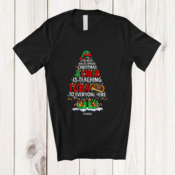 MacnyStore - Personalized Custom Name Spread Christmas Cheer Is Teaching Tuba; Joyful Teacher Musician T-Shirt