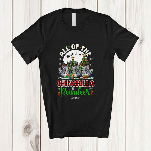MacnyStore - Personalized Custom Name All Of The Chinchilla Reindeer; Amazing Christmas Moon Plaid Animal T-Shirt