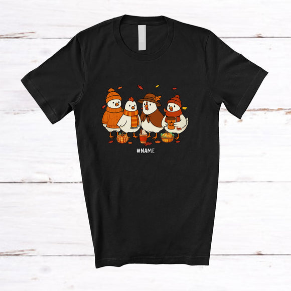 MacnyStore - Personalized Four Fall Chicken; Adorable Thanksgiving Chicken Custom Name Farm Farmer T-Shirt