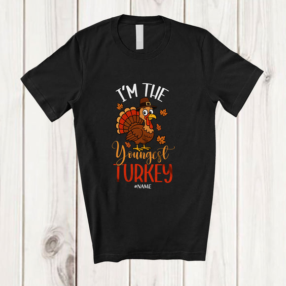 MacnyStore - Personalized Custom Name I'm The Youngest Turkey; Adorable Thanksgiving Turkey Fall; Cousin Family T-Shirt