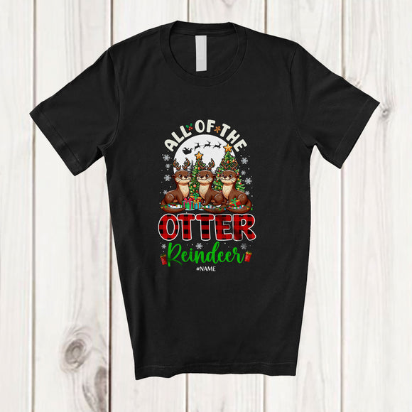 MacnyStore - Personalized Custom Name All Of The Otter Reindeer; Amazing Christmas Moon Plaid Animal T-Shirt