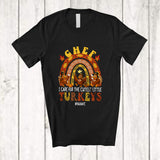 MacnyStore - Personalized Custom Name I Care For Cutest Turkeys; Joyful Thanksgiving Rainbow; Chef T-Shirt