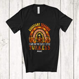 MacnyStore - Personalized Custom Name I Teach Cutest Turkeys; Joyful Thanksgiving Rainbow; Assistant Teacher T-Shirt