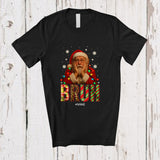 MacnyStore - Personalized Custom Name Bruh; Amazing Christmas Santa Face; X-mas Lights Family Group T-Shirt