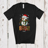 MacnyStore - Personalized Custom Name Bruh; Amazing Christmas Snowman Face; X-mas Lights Family Group T-Shirt