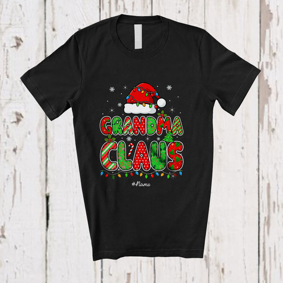 MacnyStore - Personalized Custom Name Grandma Claus; Awesome Christmas Lights Santa Grandma; Family T-Shirt