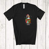 MacnyStore - Personalized Custom Name Shetland Sheepdog Santa In Pocket; Lovely Christmas Pajama Family T-Shirt