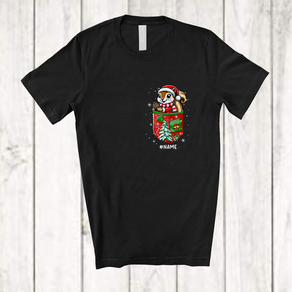 MacnyStore - Personalized Custom Name Squirrel In Pocket; Lovely Christmas Animal Pajama; Family Group T-Shirt