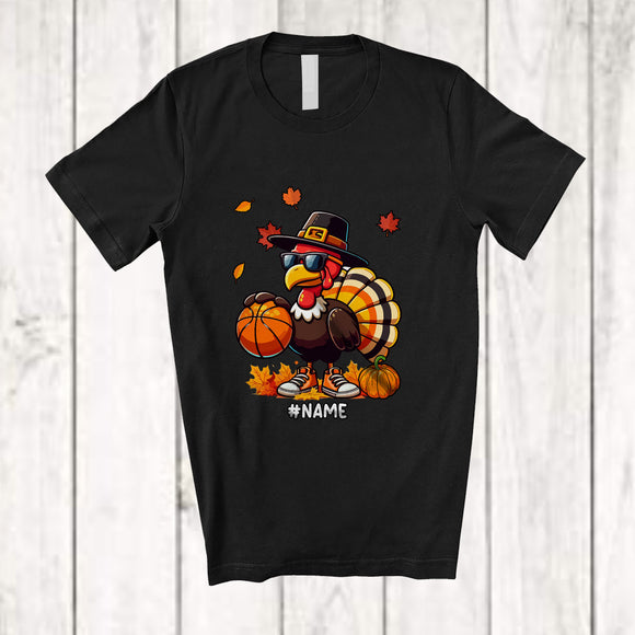 MacnyStore - Personalized Turkey Playing Basketball; Amusing Thanksgiving Custom Name Sport Player Team T-Shirt