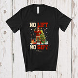 MacnyStore - Personalized Custom Name No Lift No Gift; Humorous Christmas Tree Women Santa Fitness Workout T-Shirt