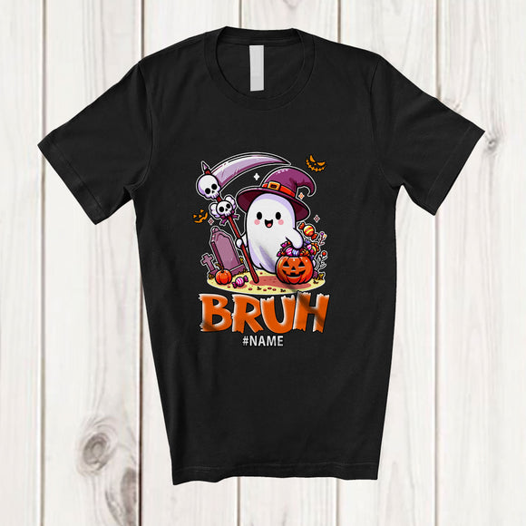 MacnyStore - Personalized Custom Name Bruh; Amusing Halloween Boo Ghost Witch Trick Candy; Family T-Shirt