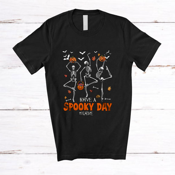MacnyStore - Personalized Custom Name Spooky Day; Amusing Halloween Three Dancing Skeleton; Dancer T-Shirt