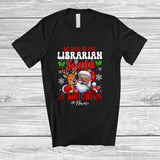 MacnyStore - Personalized Custom Name Be Nice To Librarian; Joyful Christmas Santa Reindeer; Women Jobs T-Shirt