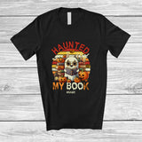 MacnyStore - Personalized Custom Name Haunted By My Book; Lovely Halloween Boo Librarian Teacher Retro T-Shirt