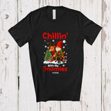 MacnyStore - Personalized Custom Name Chillin' With My Gnomies; Amusing Christmas Tree Gnome Riding Reindeer T-Shirt
