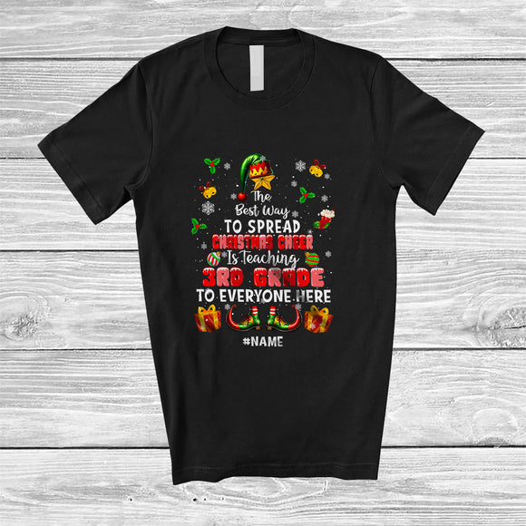 MacnyStore - Personalized Spread Christmas Cheer Is Teaching 3rd Grade; Amusing Custom Name Elf Teacher T-Shirt