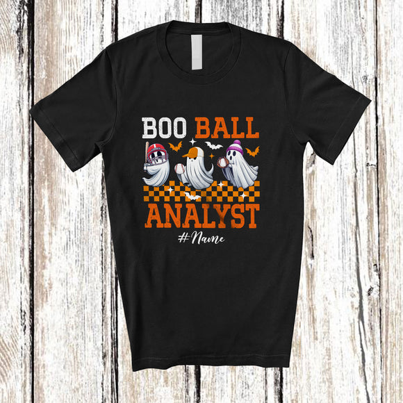 MacnyStore - Personalized Custom Name Boo Ball Analyst; Lovely Halloween Ghost Baseball Sport Player T-Shirt