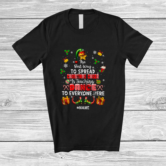MacnyStore - Personalized Spread Christmas Cheer Is Teaching Dance; Amusing Custom Name Elf Teacher T-Shirt