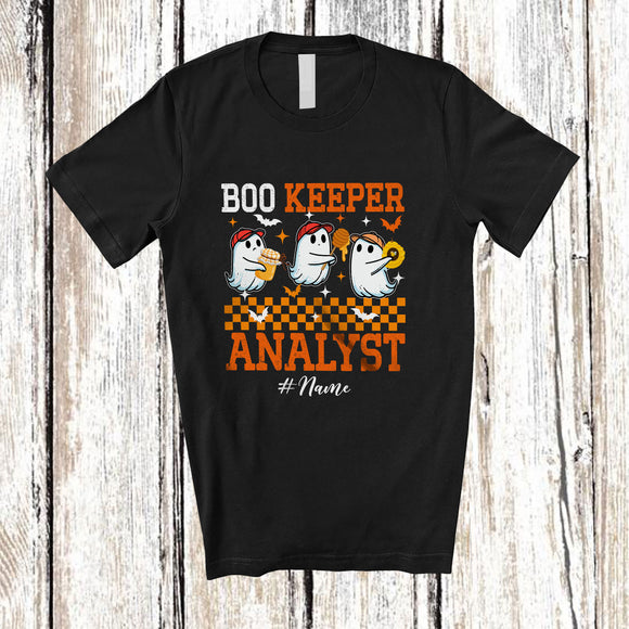 MacnyStore - Personalized Custom Name Boo Keeper Analyst; Lovely Halloween Ghost Beekeeper; Jobs Family T-Shirt