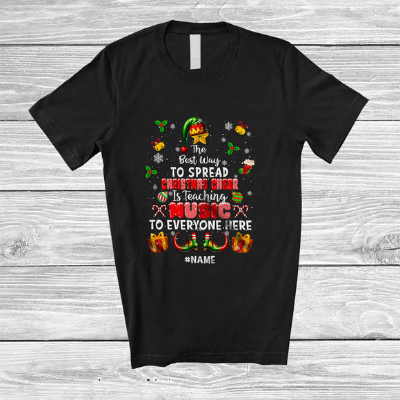 MacnyStore - Personalized Spread Christmas Cheer Is Teaching Music; Amusing Custom Name Elf Teacher T-Shirt