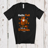 MacnyStore - Personalized Custom Name Hello Fall With My Gnomies; Amusing Thanksgiving Gnome Riding Turkey T-Shirt