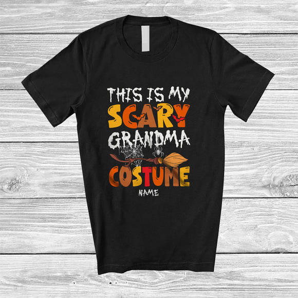 MacnyStore - Personalized My Scary Grandma Costume; Horror Halloween Broom Bat; Custom Name Family T-Shirt
