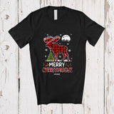 MacnyStore - Personalized Custom Name Merry Christmoose; Amazing Christmas Lights Red Plaid Moose T-Shirt