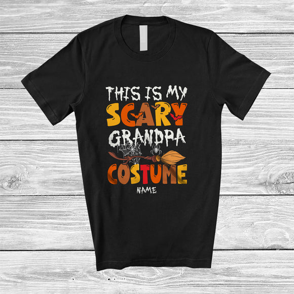 MacnyStore - Personalized My Scary Grandpa Costume; Horror Halloween Broom Bat; Custom Name Family T-Shirt