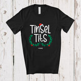 MacnyStore - Personalized Custom Name Tinsel Tits; Humorous Christmas Santa Tinsel Tits Couple Chestnuts T-Shirt