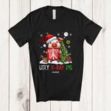 MacnyStore - Personalized Custom Name Ugly X-Ray Pig; Humorous Christmas Tree Santa Pig Farmer T-Shirt