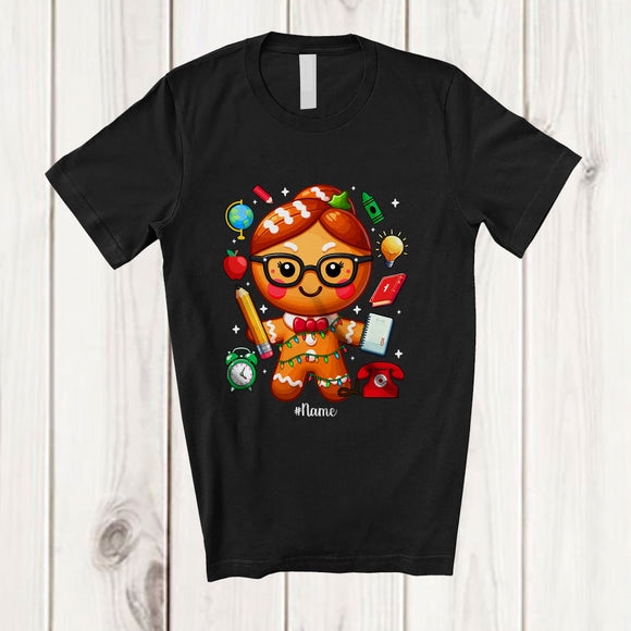 MacnyStore - Personalized Custom Name Principal Gingerbread; Amusing Christmas Lights Baking Baker T-Shirt