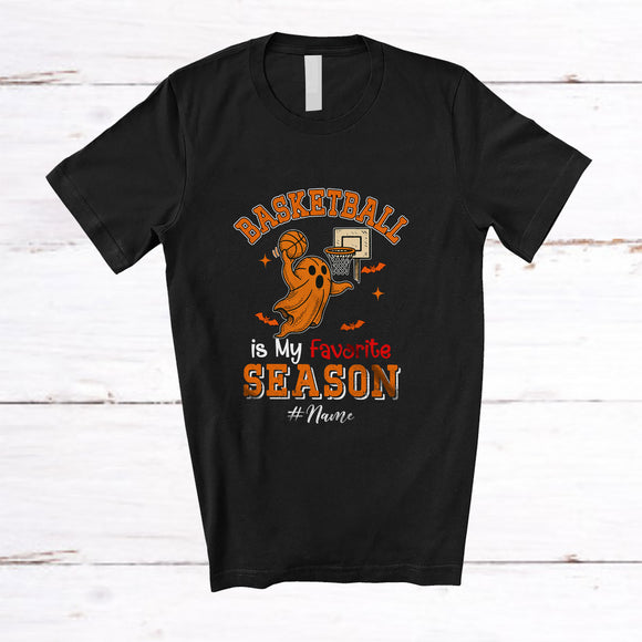 MacnyStore - Personalized Custom Name Basketball Favorite Season; Joyful Halloween Boo Playing Player T-Shirt