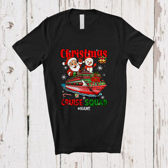 MacnyStore - Personalized Custom Name Christmas Cruise Squad; Cheerful Santa Snowman Cruise Ship Vacation T-Shirt