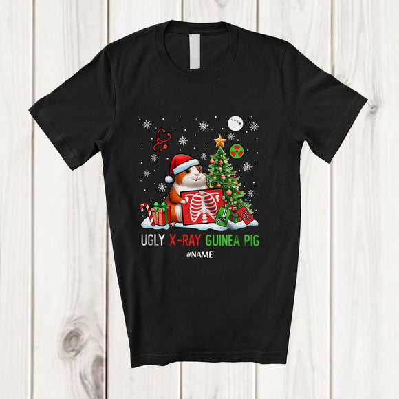 MacnyStore - Personalized Custom Name Ugly X-Ray Guinea Pig; Humorous Christmas Tree Santa Guinea Pig Owner T-Shirt