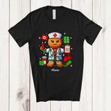 MacnyStore - Personalized Custom Name Nurse Gingerbread; Amusing Christmas Lights Baking Baker T-Shirt