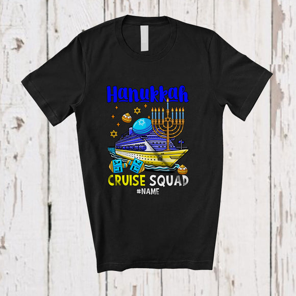 MacnyStore - Personalized Custom Name Hanukkah Cruise Squad; Joyful Menorah Cruise Ship Vacation Trip T-Shirt
