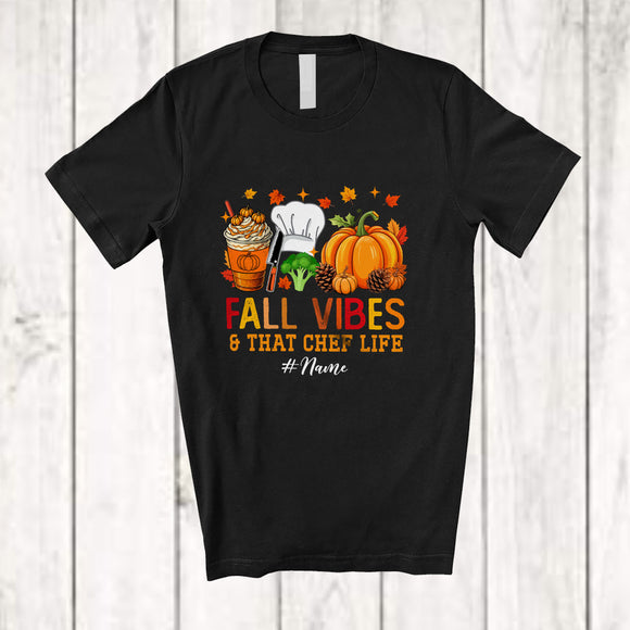 MacnyStore - Personalized Custom Name Fall Vibes & That Chef; Proud Thanksgiving Autumn Jobs T-Shirt
