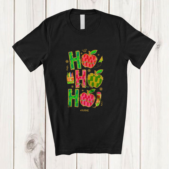 MacnyStore - Personalized Custom Name 3Ho; Amusing Christmas Lights Teacher Apple Fruit; Family Group T-Shirt