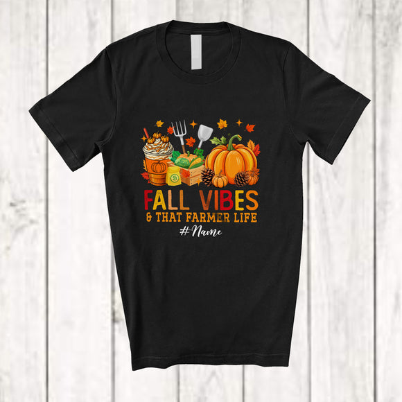 MacnyStore - Personalized Custom Name Fall Vibes & That Farmer; Proud Thanksgiving Autumn Jobs T-Shirt