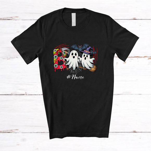 MacnyStore - Personalized Custom Name Boo; Scary Halloween Costume Simple Ghost Boo Witch; Family T-Shirt