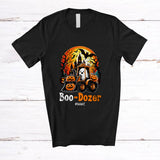 MacnyStore - Personalized Custom Name Boo-Dozer; Happy Halloween Moon Ghost Boo On Bulldozer; Farming T-Shirt