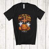 MacnyStore - Personalized Custom Name Are You Fall-o-ween Jesus; Scary Halloween Pumpkin Cross; Family T-Shirt