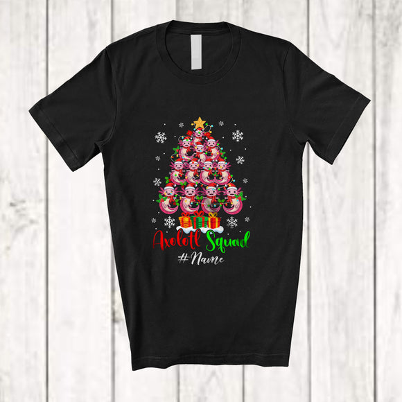 MacnyStore - Personalized Custom Name Axolotl Squad; Awesome Christmas Tree Santa Axolotl Family T-Shirt