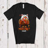 MacnyStore - Personalized Custom Name Meow; Humorous Thanksgiving Turkey Cat Cosplay; Animal Lover T-Shirt